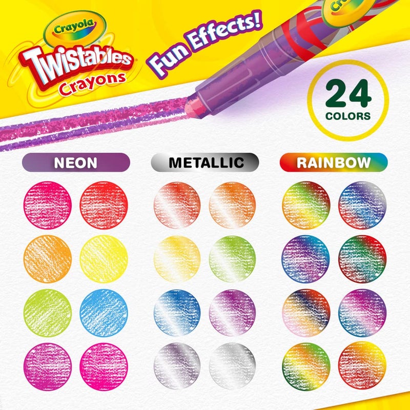 Crayola Twistables Crayons (24ct), Special Effects Crayons for Kids, No Sharpening Coloring Supplies, Less Mess, Gifts for Kids - Image 3