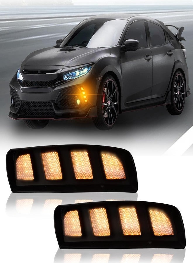 BINQIGOO LED Daytime Running Light Front Bumper Fog Light, Switchback White DRL Amber Sequential Turn Signal, Compatible with Honda Civic Type R 2017-2021 - Image 1
