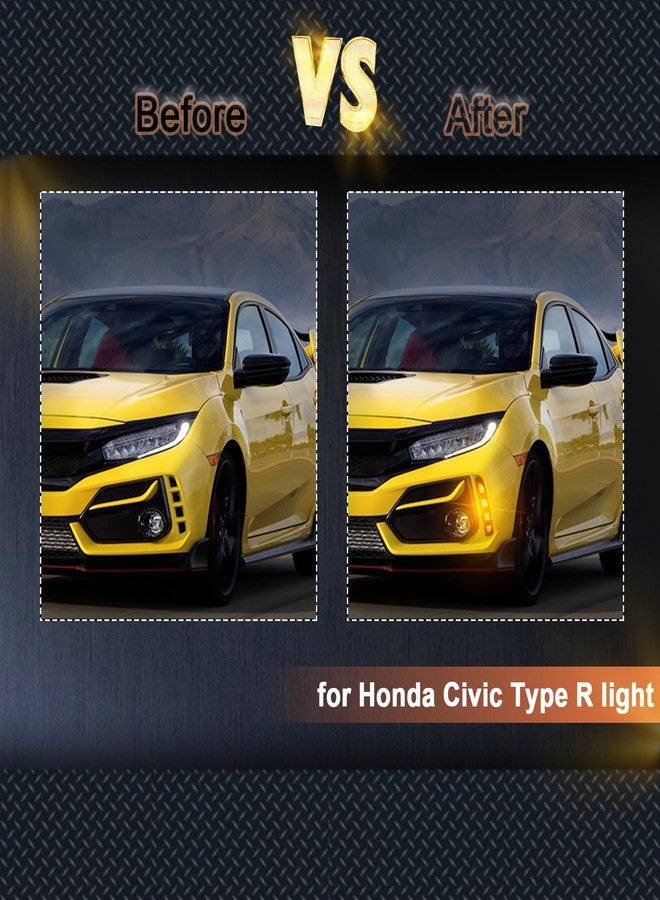 BINQIGOO LED Daytime Running Light Front Bumper Fog Light, Switchback White DRL Amber Sequential Turn Signal, Compatible with Honda Civic Type R 2017-2021 - Image 2
