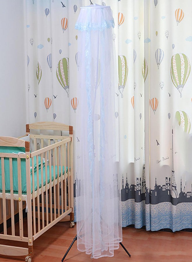 Vawolecy Universal Crib Floor Mosquito Net, Foldable Mosquito Mesh Palace Dome Baby Bed Canopy with Lace for Baby Kids Without Stand - Image 2