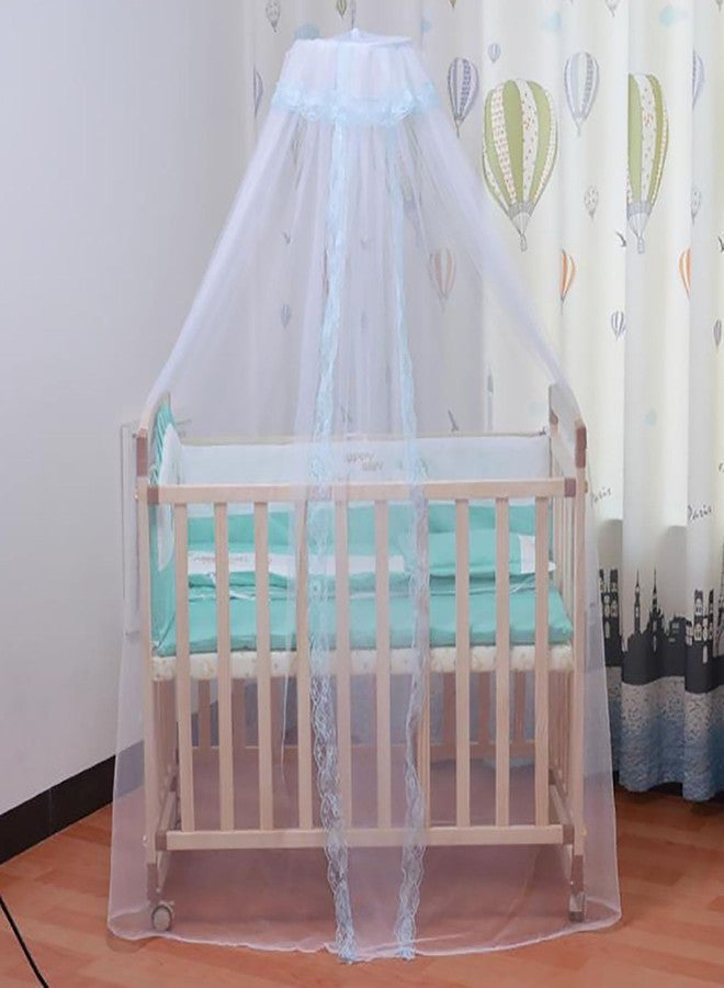 Vawolecy Universal Crib Floor Mosquito Net, Foldable Mosquito Mesh Palace Dome Baby Bed Canopy with Lace for Baby Kids Without Stand - Image 1