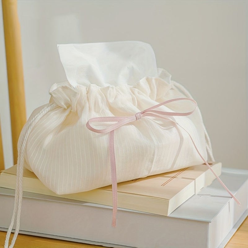White Tissue Box Car Tissue Dispenser Home Office Tissue Pouch - Image 1