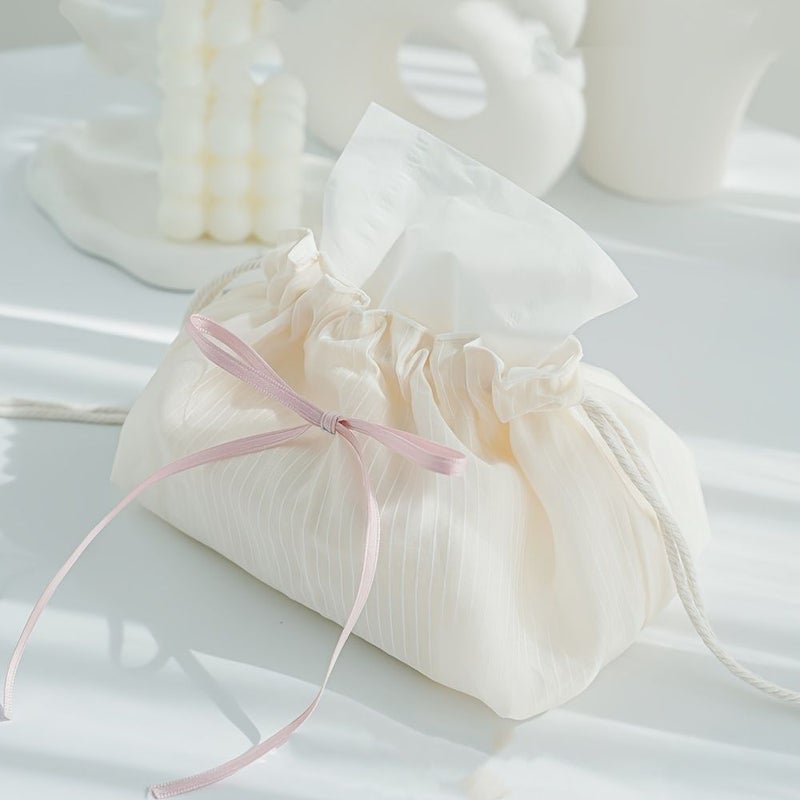 White Tissue Box Car Tissue Dispenser Home Office Tissue Pouch - Image 2