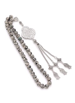 Subhati Gandeel Prayer Beads ( Misbah ) with metal Parts and Jasper Stones | 8 MM Beads - 45  - Image 2