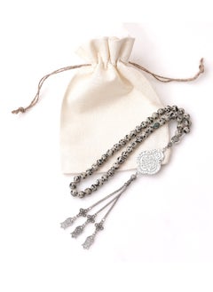 Subhati Gandeel Prayer Beads ( Misbah ) with metal Parts and Jasper Stones | 8 MM Beads - 45  - Image 3