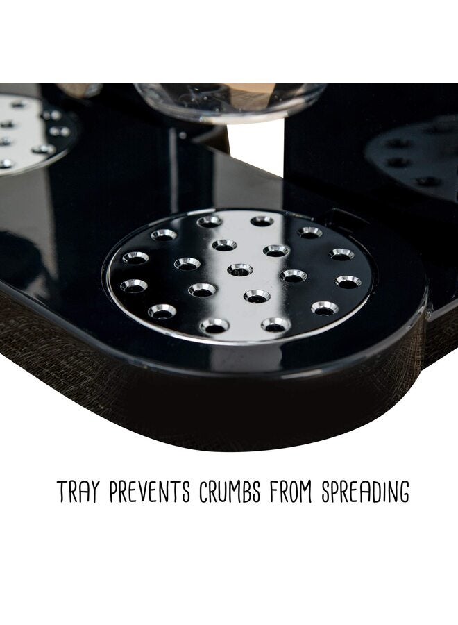 يُسلِّم موزع طعام جاف مزدوج التحكم - تخزين سهل ومنظم للحبوب أو طعام الكلاب أو الوجبات الخفيفة لجميع أنواع المكافآت، سعة 17.5 أونصة لكل سعة، أسود/كروم - Image 4