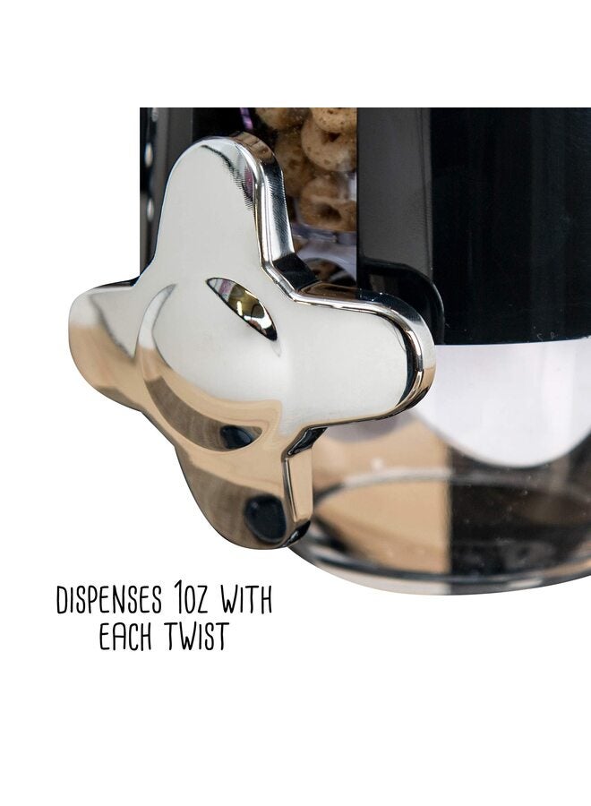 يُسلِّم موزع طعام جاف مزدوج التحكم - تخزين سهل ومنظم للحبوب أو طعام الكلاب أو الوجبات الخفيفة لجميع أنواع المكافآت، سعة 17.5 أونصة لكل سعة، أسود/كروم - Image 2