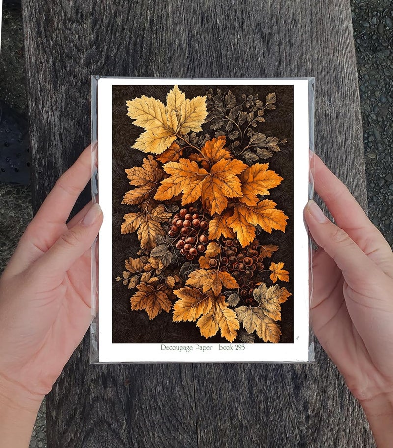 Flonz Decoupage Paper Pack (35 Sheets 6"x8") Autumn Blooms: Richly Detailed Botanical Illustrations Featuring Delicate Flowers and Berries, Set in Warm, Vintage Sepia Tones Vintage - Image 3