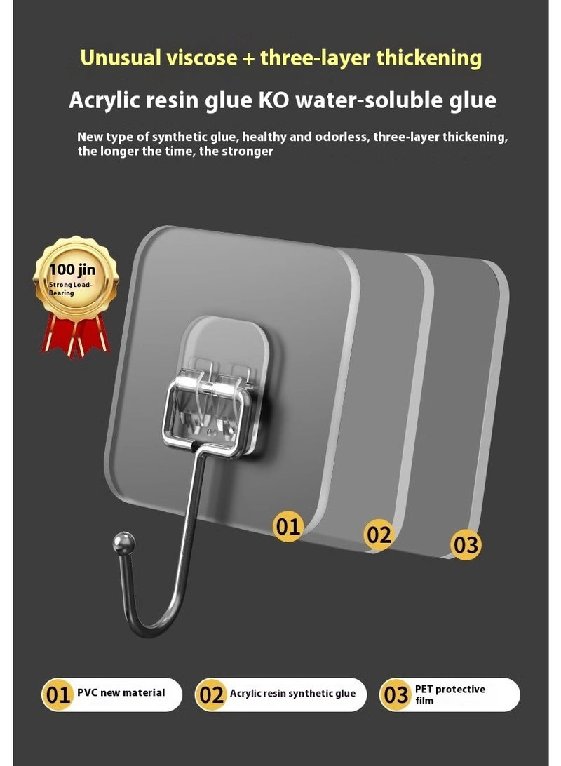 20-Piece Silver & Gold Heavy-Duty 304 Stainless Adhesive Hooks Waterproof, 3-Layer Acrylic Backing, Rotatable 180° – Ideal for Bathroom, Kitchen - Image 4