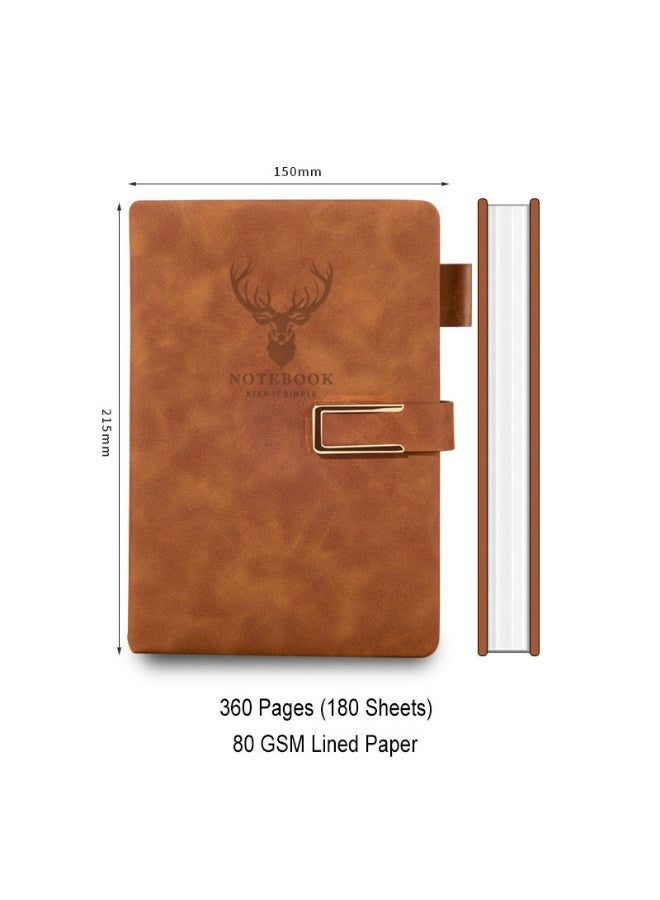 FASHION HOME 3 عبوات دفتر ملاحظات جلدية A5 مخططة مع مشبك مغناطيسي غلاف صلب مخصص 80 جرام 360 صفحة يوميات سميكة للرجال والنساء - Image 2