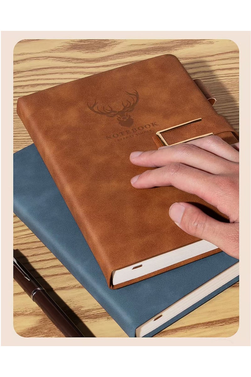 FASHION HOME 3 عبوات دفتر ملاحظات جلدية A5 مخططة مع مشبك مغناطيسي غلاف صلب مخصص 80 جرام 360 صفحة يوميات سميكة للرجال والنساء - Image 4