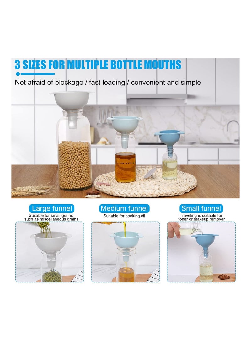 KASTWAVE - Kitchen Funnel Set, Funnels Set of 3, Oil Funnel, Tough and not Easily Deformed, with Detachable Strainer Filter for Transferring of Liquid, Fluid, Dry Ingredients and Powder (4 Pack) - Image 1