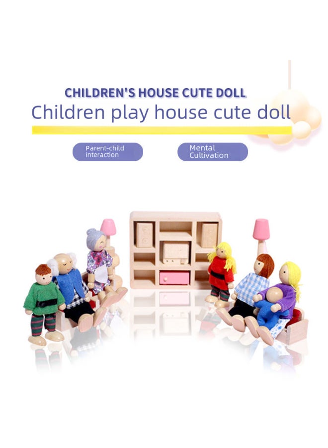 Wooden Family Doll Baby Toy Children's Doll Joint Movable Family 6-7 Doll Wholesale-Color:Family Of 6. - Image 2