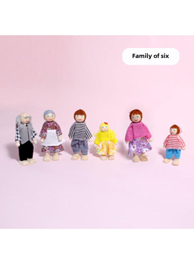 Wooden Family Doll Baby Toy Children's Doll Joint Movable Family 6-7 Doll Wholesale-Color:Family Of 6. - Image 1