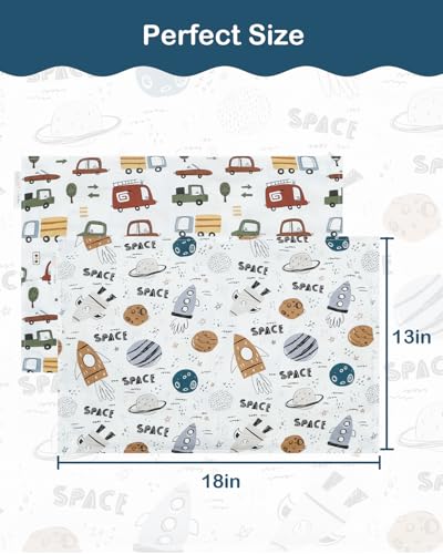 ALVABABY Toddler Pillowcases 2 Pack Organic Cotton Kids Pillow Cover Fit 13"x 18" or 12"x28" Envelope for Girl Boy Sleepy Travel 2TPW31A - Image 3