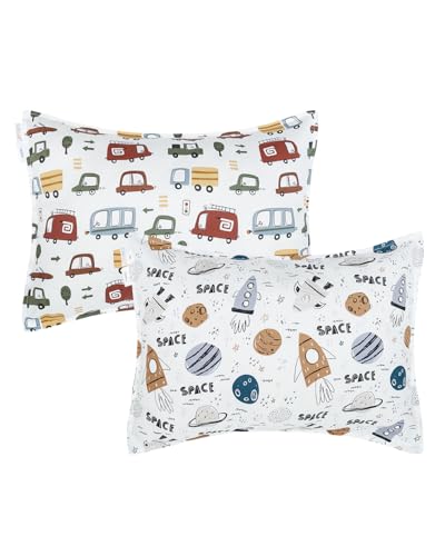 ALVABABY Toddler Pillowcases 2 Pack Organic Cotton Kids Pillow Cover Fit 13"x 18" or 12"x28" Envelope for Girl Boy Sleepy Travel 2TPW31A - Image 1