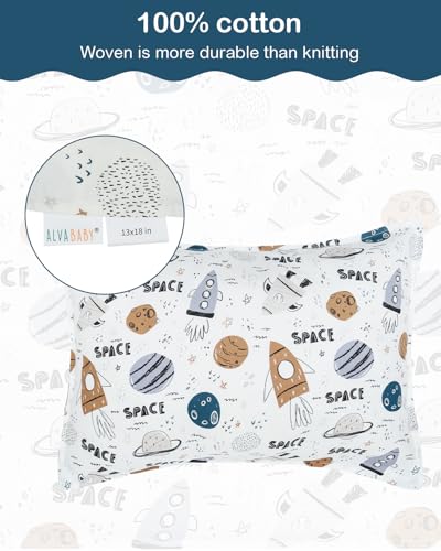 ALVABABY Toddler Pillowcases 2 Pack Organic Cotton Kids Pillow Cover Fit 13"x 18" or 12"x28" Envelope for Girl Boy Sleepy Travel 2TPW31A - Image 2