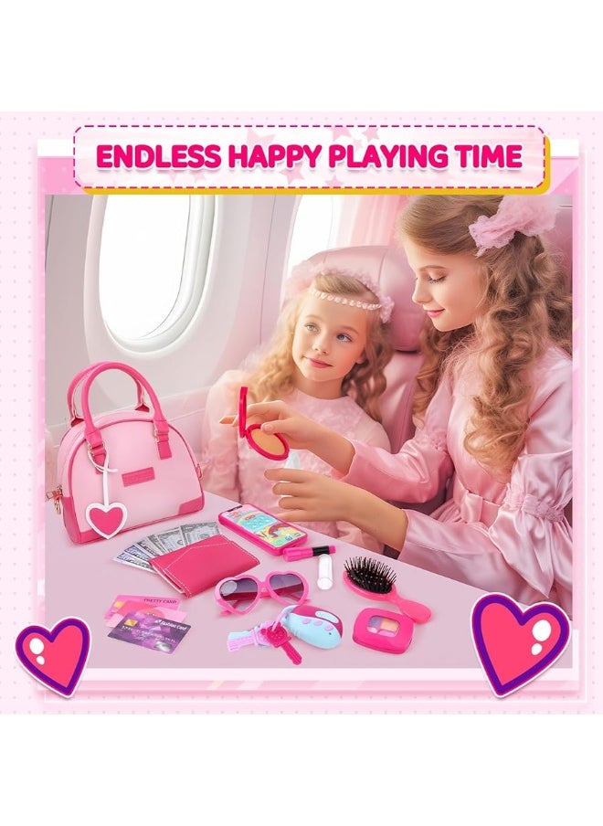 INNOCHEER Little Girls Purse, Kids Toy Purse with Pretend Makeup, Play Purse for Little Girls, Pretend Play Toddler Purse, Birthday Christmas Princess Gifts Toys for Girls 2 3 4 5 6 7 8 Year Old