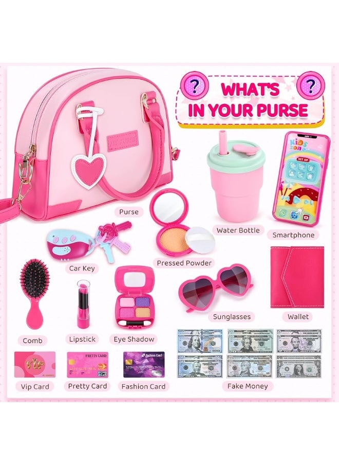 INNOCHEER INNOCHEER Little Girls Purse, Kids Toy Purse with Pretend Makeup, Play Purse for Little Girls, Pretend Play Toddler Purse, Birthday Christmas Princess Gifts Toys for Girls 2 3 4 5 6 7 8 Year Old  - Image 3