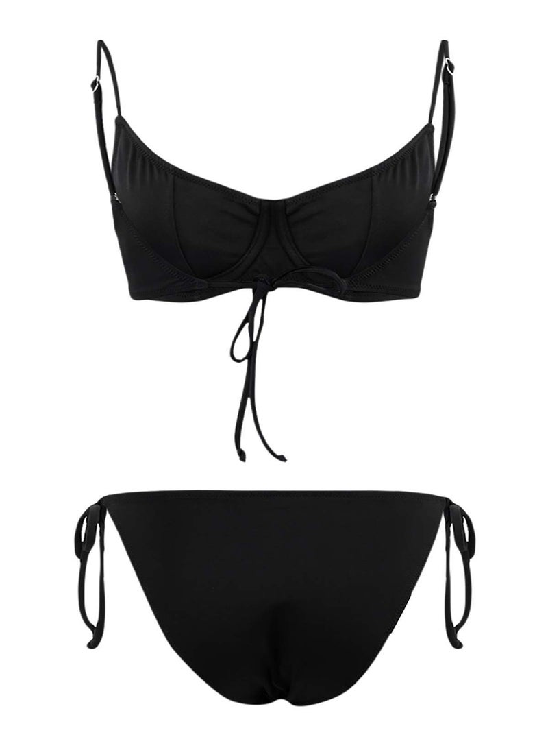 trendyol Black Balconette Covered Tie-Up Regular Waist Bikini Set Tbess25Bt00043 - Image 4