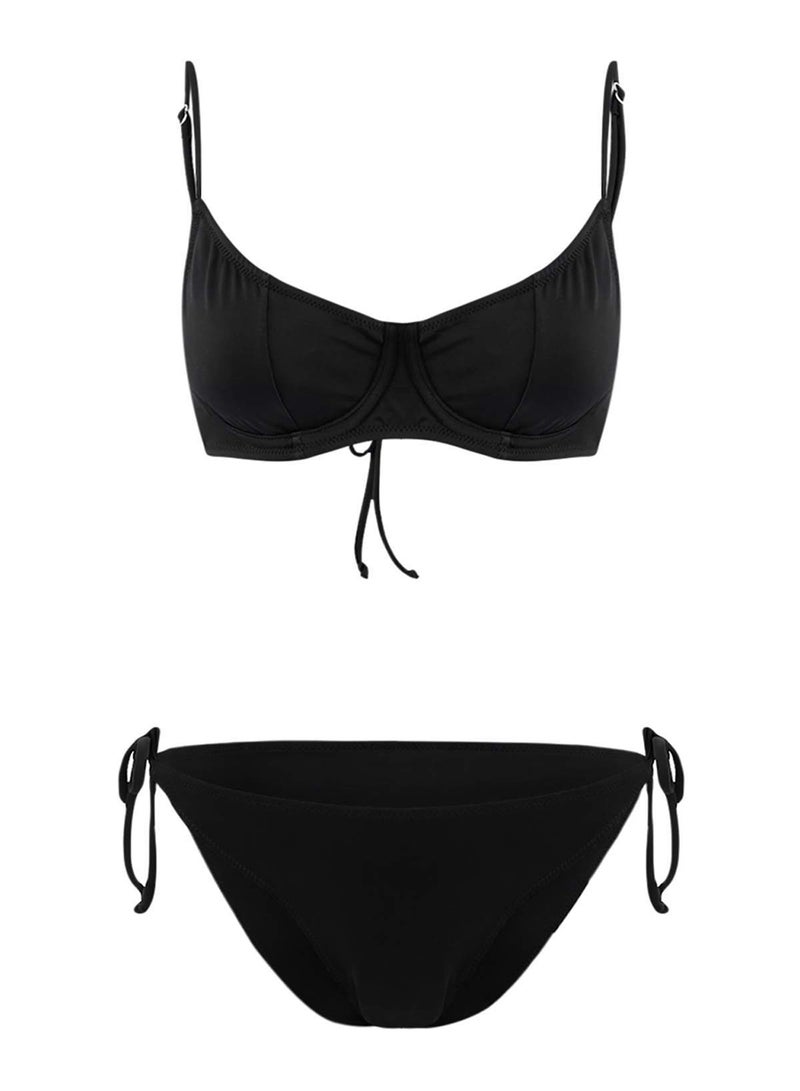 trendyol Black Balconette Covered Tie-Up Regular Waist Bikini Set Tbess25Bt00043 - Image 3