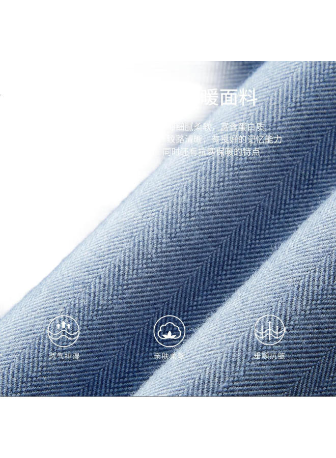 FIRS Shanshan Long-Sleeve Wool-Blend Shirt, Thickened For Autumn And Winter, Brushed For Warmth, Far-Infrared, Soft, Solid Color, Men'S Shirt - Image 2