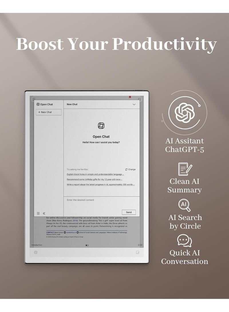 iFLYTEK مجموعة iFLYTEK AINOTE 2 اللوحي الورقي الرقمي مقاس 10.6 بوصة مع غلاف واقٍ وقلم قابل لإعادة التعبئة - Image 3