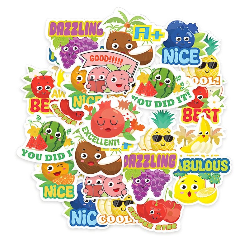 OURASHERO 120PCS Scratch and Sniff Stickers for Teens, Large Scented Smelly Fruits Reward Stickers, Motivational Incentive Fun Decals with Positive Words for Students Teachers Chart School Supplies, 12 Designs - Image 1
