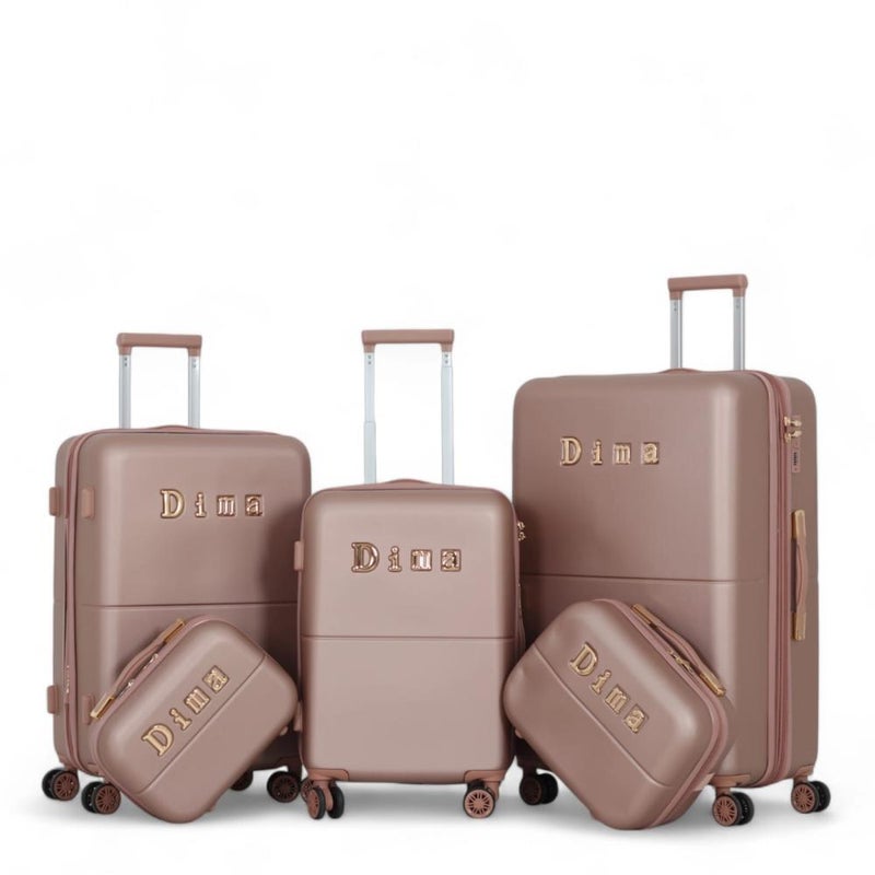 DIMA 5-piece luggage set, including 3 trolley bags and 2 makeup bags, with double covers and an expansion zipper - Image 1