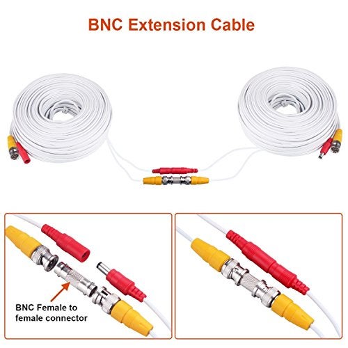 WILDHD BNC Cable, 4x150ft All-in-One Siamese Video and Power Security Camera Wire, CCTV Cable with 2 Female Connectors for All Max 5MP HD CCTV DVR Surveillance System (White) - Image 5