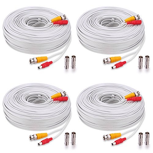 WILDHD BNC Cable, 4x150ft All-in-One Siamese Video and Power Security Camera Wire, CCTV Cable with 2 Female Connectors for All Max 5MP HD CCTV DVR Surveillance System (White) - Image 1