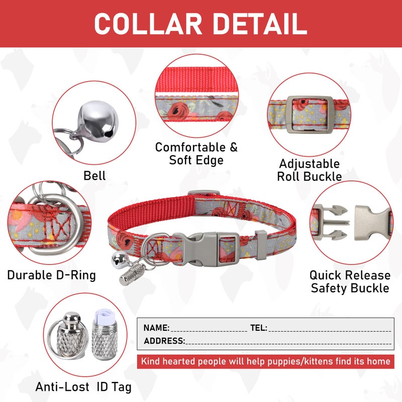 GAMUDA Small Dog Harness Collar and Leash Set, Step in No Chock No Pull Soft Mesh Adjustable Dog Vest Harnesses Plaid Reflective for Dogs Puppy Cats Kitten Rabbit (Red Flower, S) - Image 4