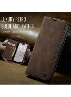 ICARLUS For iPhone 16 Pro Case Card Holder Stand Leather Phone Cover - Brown  - Image 3