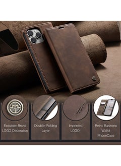 ICARLUS For iPhone 16 Pro Case Card Holder Stand Leather Phone Cover - Brown  - Image 2