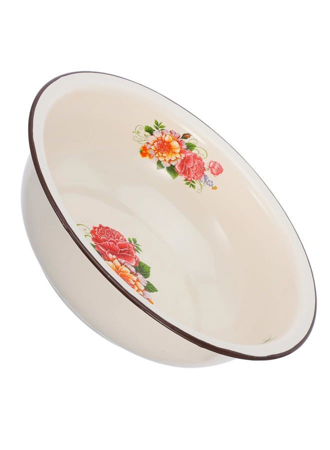 Hemoton Vintage Enamel Mixing Bowl 11.8 in Enamelware Washing Basin Kitchen Soup Bowl Round Serving Tray for Home - Image 1