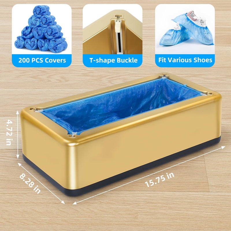 Blemoacha Shoe Covers Dispenser with 200pcs Disposable Shoe Covers Non Slip, Automatic Shoe Cover Machine,Fits Size Up to 11 US Men, for Home, Office, Factory, Supermarket, Gold - Image 2