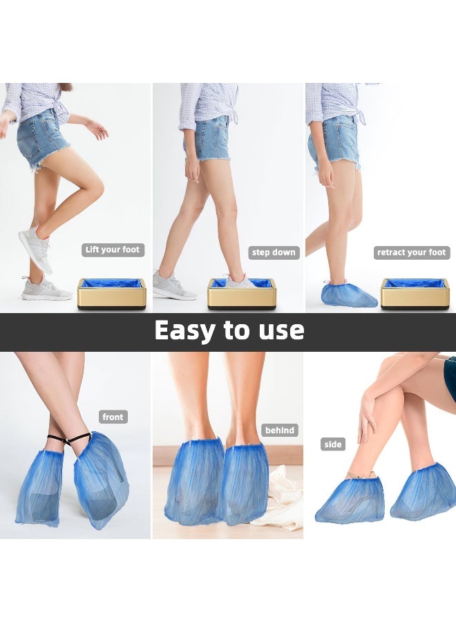 Blemoacha Automatic Shoe Covers Dispenser, 200 Pcs Disposable Shoe Cover, Waterproof T Buckle Shoe Cover for Adult and Kids All Sizes, Portable Machine for Indoors/Home/Office/Hospital (Gold)  - Image 3