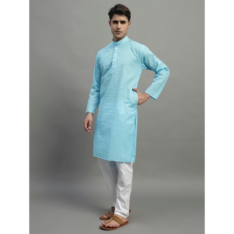 Mens Chikankari Kurta Pajama Set Premium Cotton White Hand-Embroidered Ethnic Wear for Wedding Festive Occasions, Regular Fit SXL - Image 3