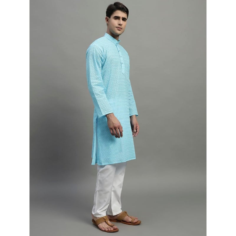 Mens Chikankari Kurta Pajama Set Premium Cotton White Hand-Embroidered Ethnic Wear for Wedding Festive Occasions, Regular Fit SXL - Image 2