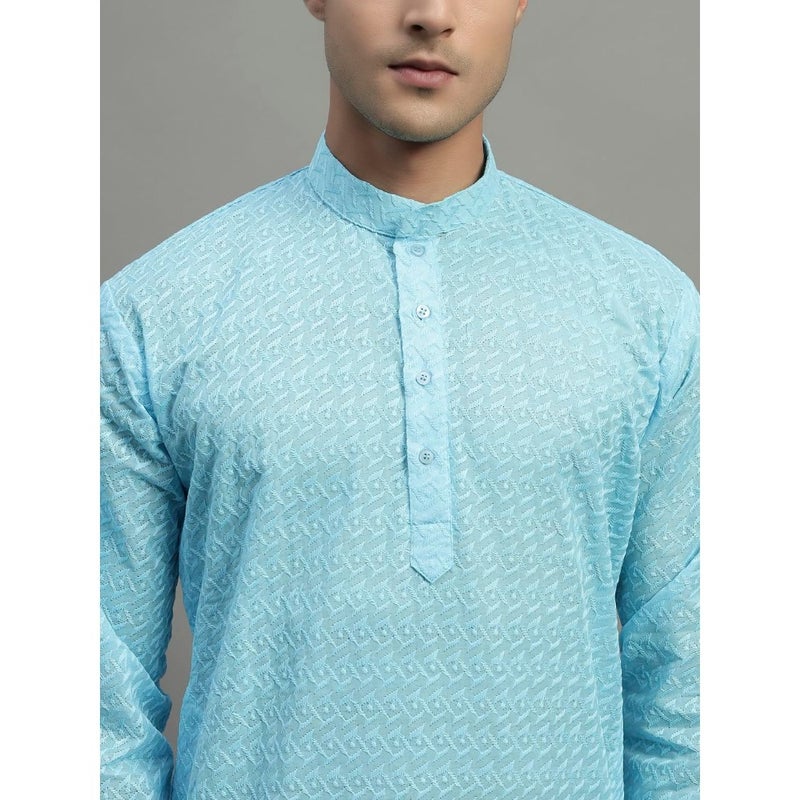 Mens Chikankari Kurta Pajama Set Premium Cotton White Hand-Embroidered Ethnic Wear for Wedding Festive Occasions, Regular Fit SXL - Image 5
