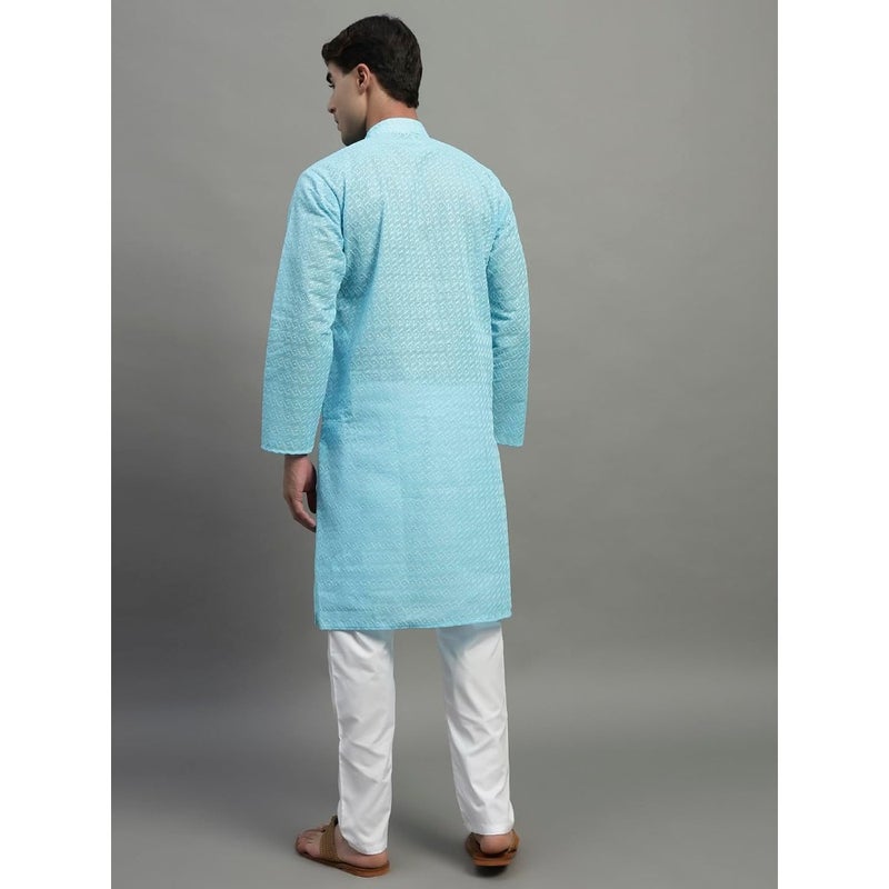 Mens Chikankari Kurta Pajama Set Premium Cotton White Hand-Embroidered Ethnic Wear for Wedding Festive Occasions, Regular Fit SXL - Image 4