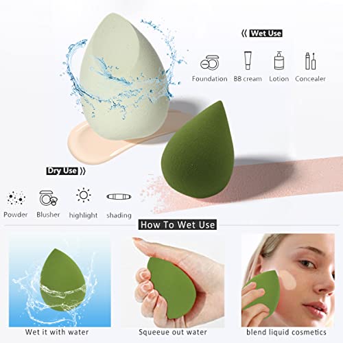 Leeshine Makeup Sponges Set Beauty sponges Blending Blenders with 1 Holder and Egg Case Flawless for Cream Powder and Liquid Green 4Pcs1Holder case - Image 5