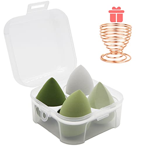 Leeshine Makeup Sponges Set Beauty sponges Blending Blenders with 1 Holder and Egg Case Flawless for Cream Powder and Liquid Green 4Pcs1Holder case - Image 2
