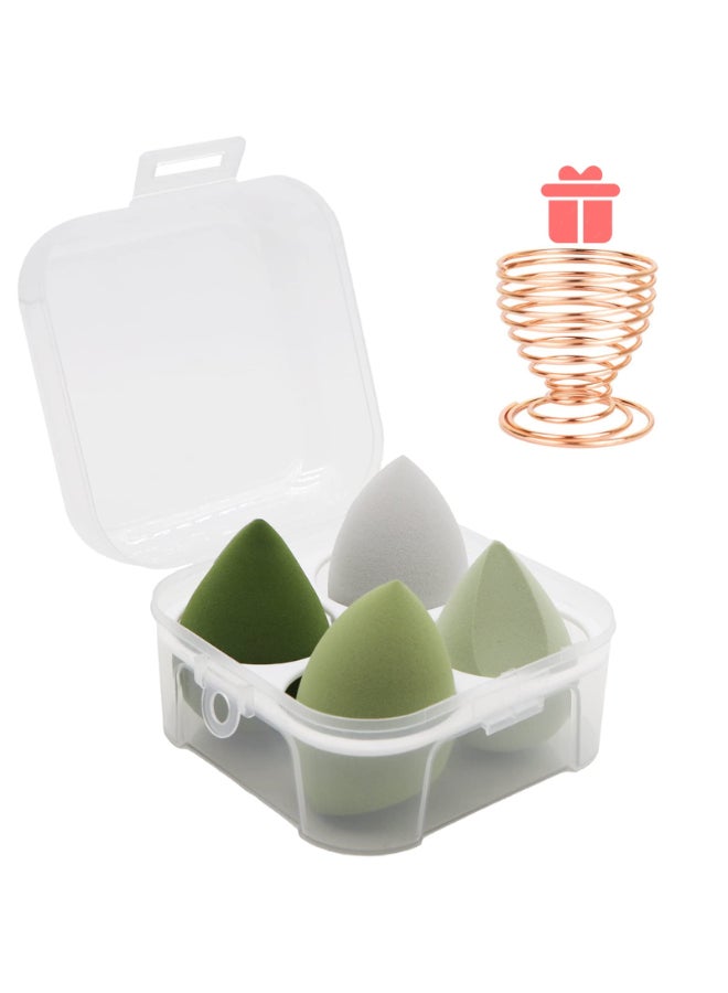 Leeshine Makeup Sponges Set Beauty sponges Blending Blenders with 1 Holder and Egg Case Flawless for Cream Powder and Liquid Green 4Pcs1Holder case - Image 3