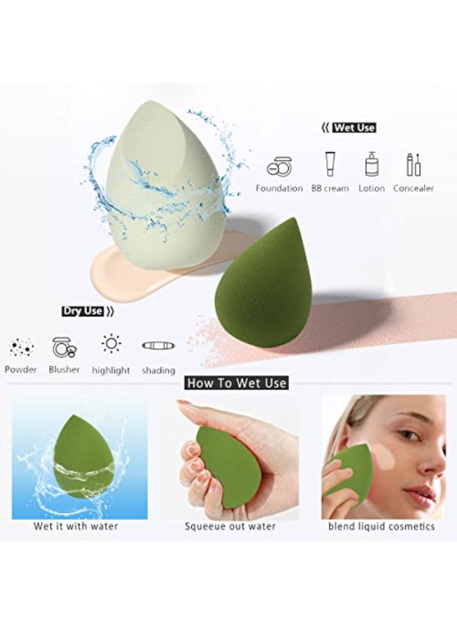 Leeshine Makeup Sponges Set Beauty sponges Blending Blenders with 1 Holder and Egg Case Flawless for Cream Powder and Liquid Green 4Pcs1Holder case - Image 4