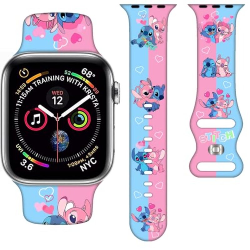 Cartoon Band Compatible with Apple Watch 38mm/40mm/41mm/42mm/44mm/45mm/46mm, Cute Bands Replacement for Apple Watch Series 10 9 8 7 6 5 4 3 SE2, Silicone iWatch Band for Women Men - Image 1