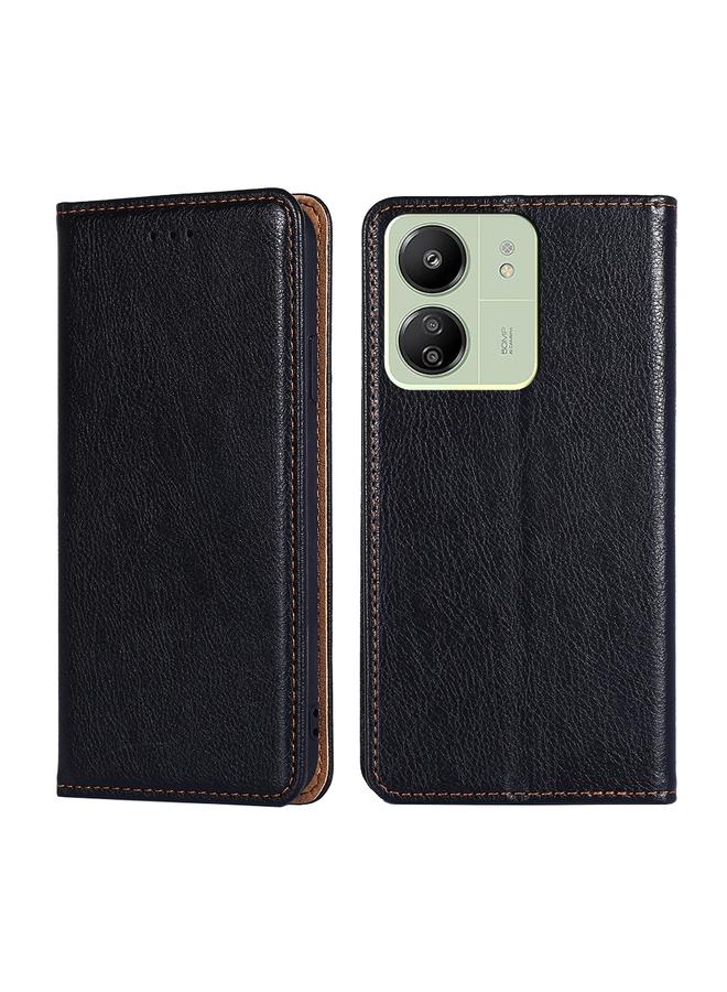 Case For Xiaomi Redmi 13C 4G Gloss Oil Solid Color Magnetic Leather Phone Case