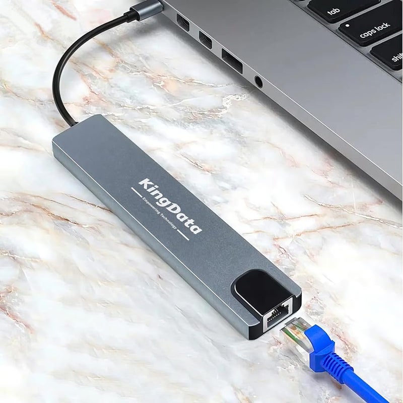 محول موزع USB C 8 في 1 مع HDMI 4K 60Hz نوع 87 واط بي دي، منفذ 3.0، ار جيه 45 ايثرنت سريع، بطاقات SD/TF، قاعدة شحن متوافقة مع ماك بوك اير/برو، ايباد، ويندوز، سويتش، الخ، رمادي - Image 4