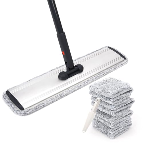YOUSHANGJIA Microfiber Mop 18 in Large Flat Mops for Floor Cleaning with 4 Premium Pads Hardwood for Cleaning Wet Mop