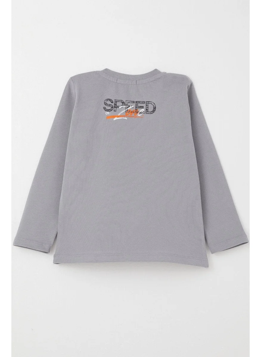 Breeze Boy Long Sleeve T-Shirt Speed Themed Printed Back 2-6 Years, Gray